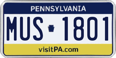 PA license plate MUS1801