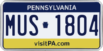 PA license plate MUS1804