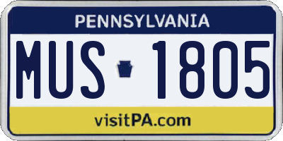 PA license plate MUS1805