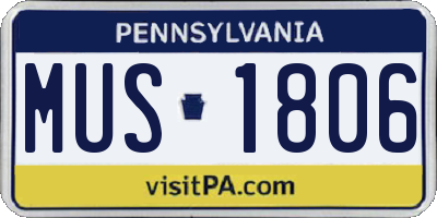 PA license plate MUS1806