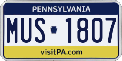 PA license plate MUS1807