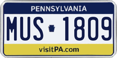 PA license plate MUS1809