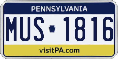 PA license plate MUS1816