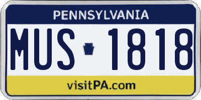 PA license plate MUS1818