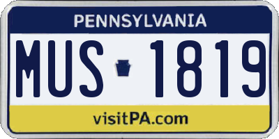PA license plate MUS1819