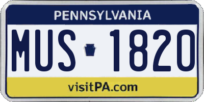 PA license plate MUS1820