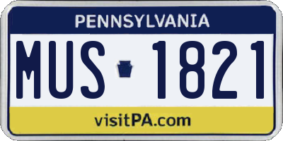 PA license plate MUS1821