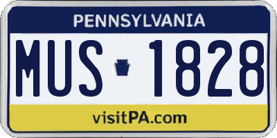 PA license plate MUS1828