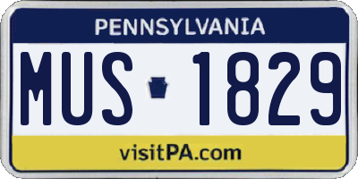 PA license plate MUS1829