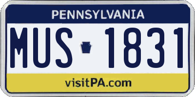 PA license plate MUS1831