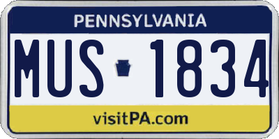 PA license plate MUS1834