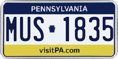 PA license plate MUS1835