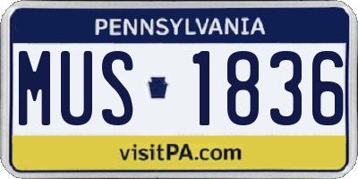 PA license plate MUS1836