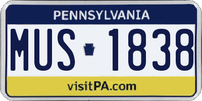 PA license plate MUS1838