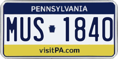 PA license plate MUS1840