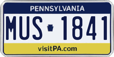 PA license plate MUS1841