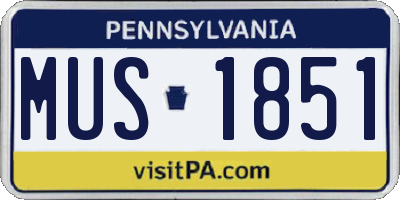 PA license plate MUS1851