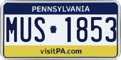 PA license plate MUS1853