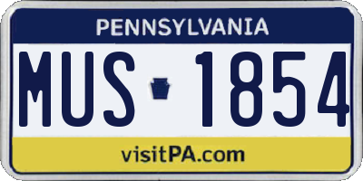 PA license plate MUS1854