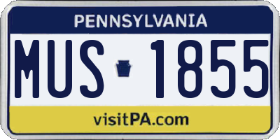 PA license plate MUS1855