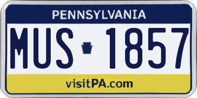 PA license plate MUS1857