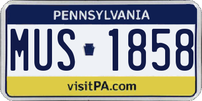 PA license plate MUS1858