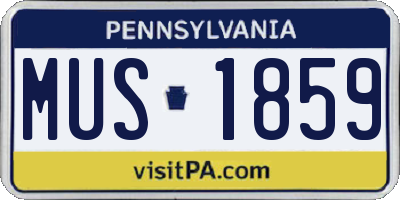 PA license plate MUS1859