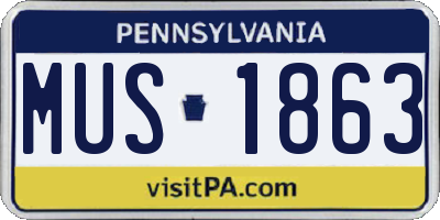 PA license plate MUS1863
