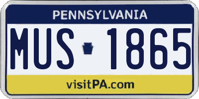 PA license plate MUS1865