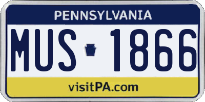 PA license plate MUS1866