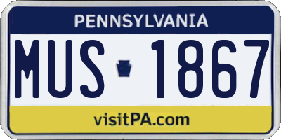 PA license plate MUS1867