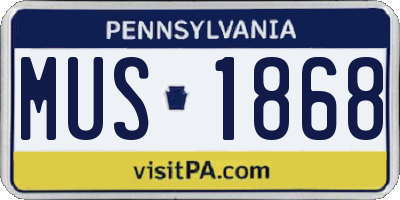 PA license plate MUS1868