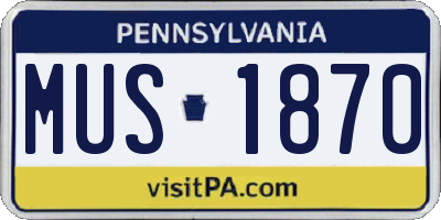 PA license plate MUS1870