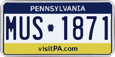 PA license plate MUS1871