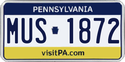 PA license plate MUS1872