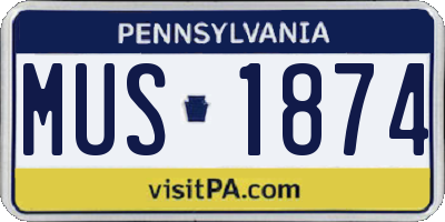 PA license plate MUS1874