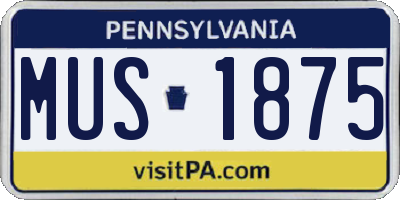 PA license plate MUS1875