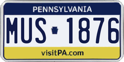 PA license plate MUS1876