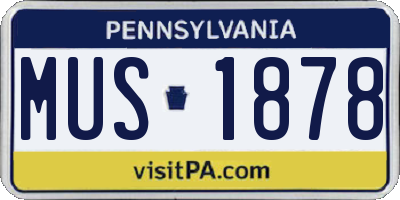 PA license plate MUS1878