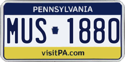 PA license plate MUS1880