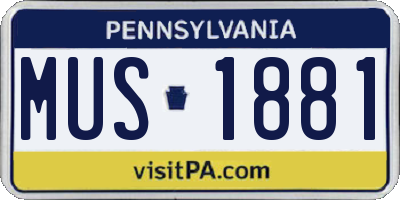PA license plate MUS1881