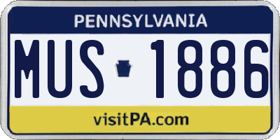 PA license plate MUS1886