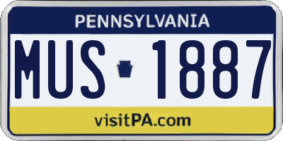 PA license plate MUS1887