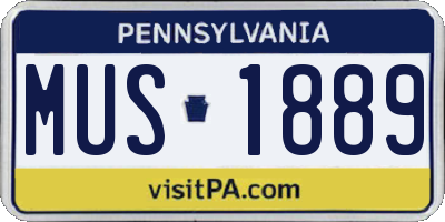 PA license plate MUS1889