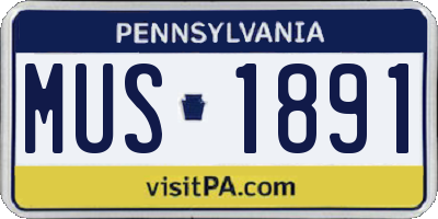 PA license plate MUS1891