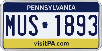 PA license plate MUS1893