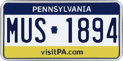 PA license plate MUS1894
