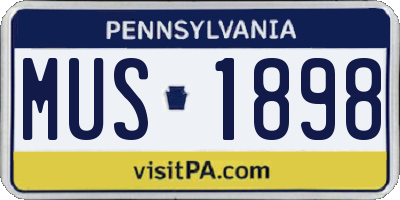 PA license plate MUS1898