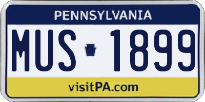 PA license plate MUS1899