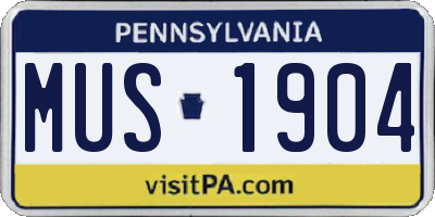 PA license plate MUS1904